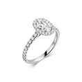 Load image into Gallery viewer, 0.7 ct Oval F- VS1 Diamond Halo & Pave Engagement Ring
