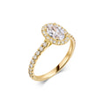 Load image into Gallery viewer, 0.7 ct Oval F- VS1 Diamond Halo & Pave Engagement Ring
