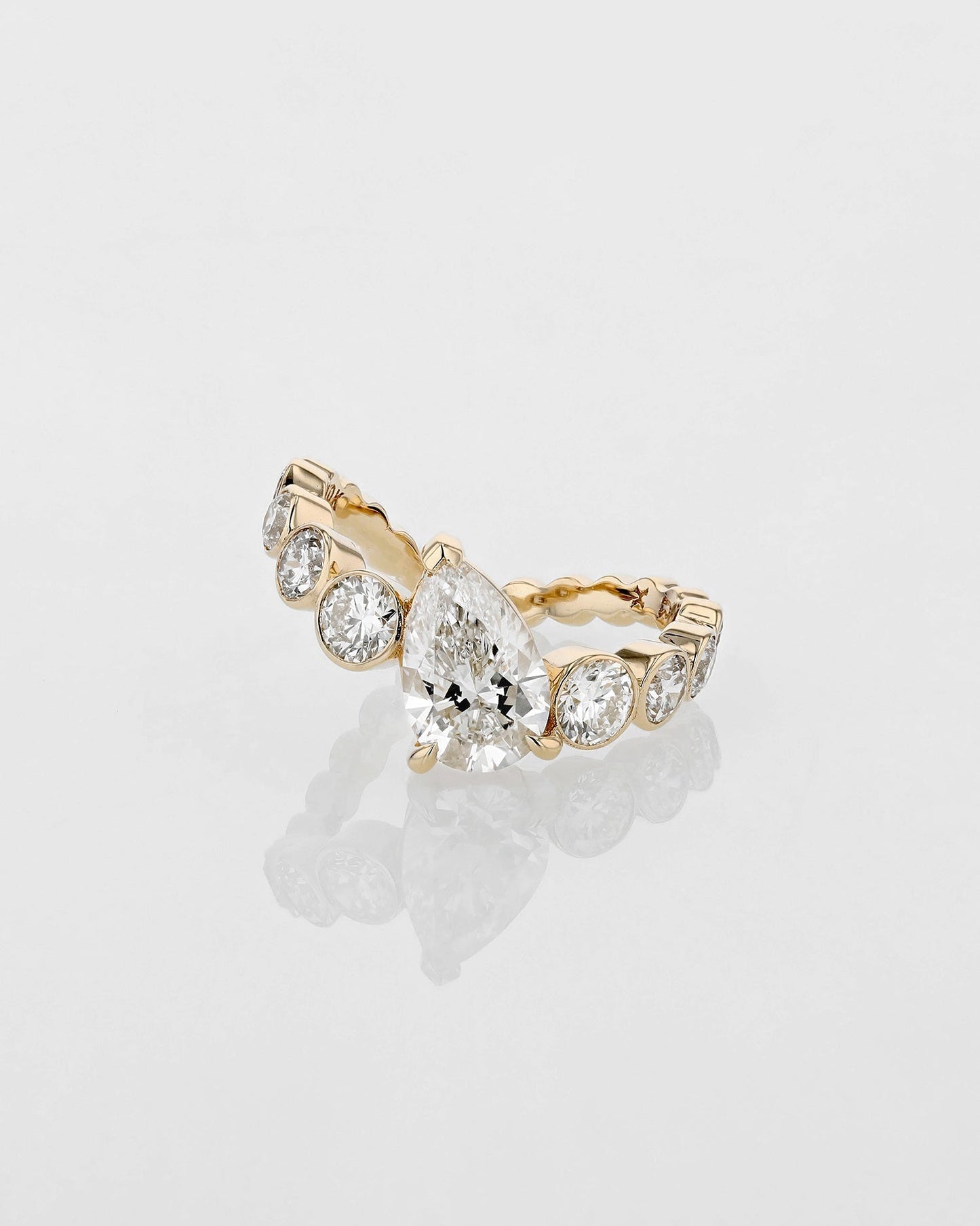 1.0 CT Pear Lab Grown Diamond Pave Twist Engagement Ring 1