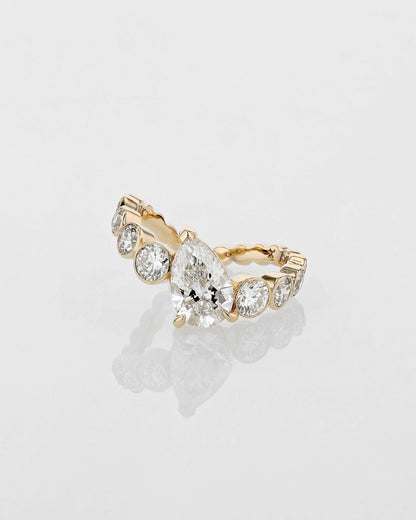 1.0 CT Pear Lab Grown Diamond Pave Twist Engagement Ring 1