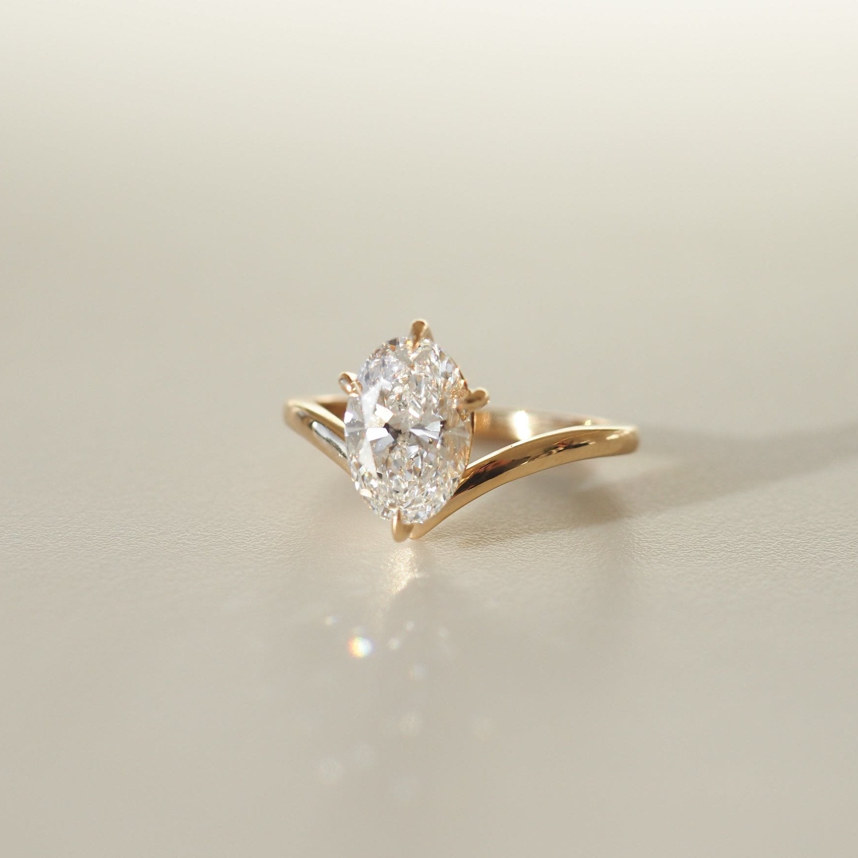 1.50 CT Oval Lab-Grown Diamond Solitaire Ring in Gold