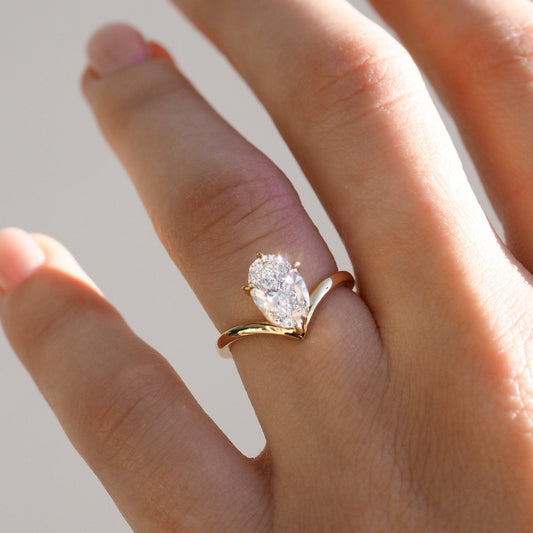 1.50 CT Oval Lab-Grown Diamond Solitaire Ring in Gold