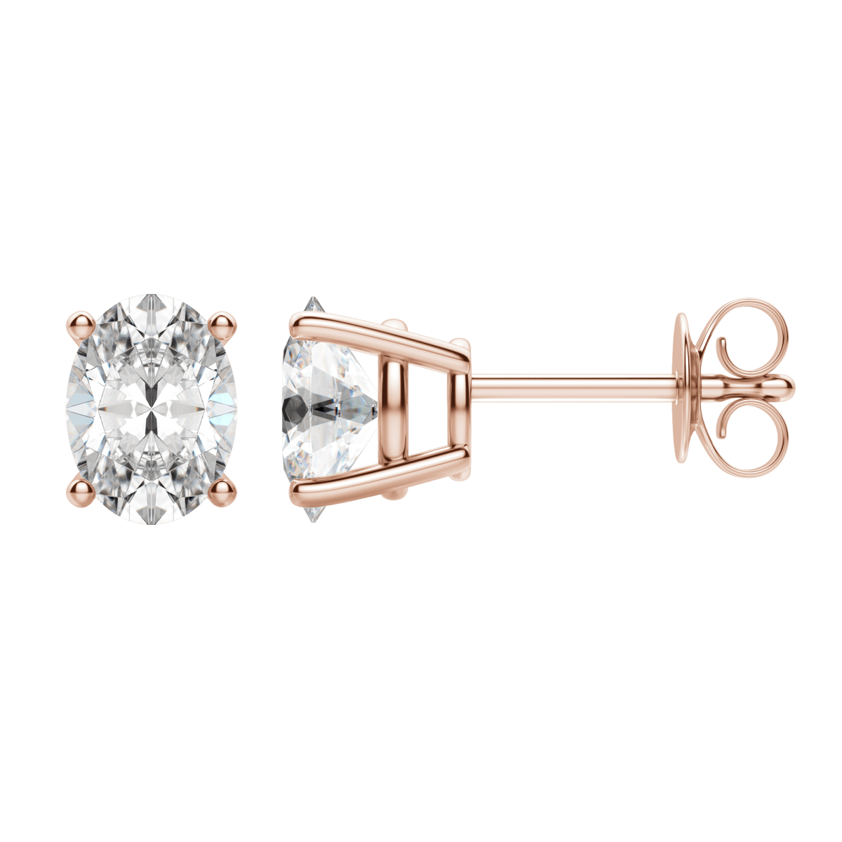 2.0 TCW Dazzling Oval Lab-Grown Diamond Stud Earrings in Gold Setting 4
