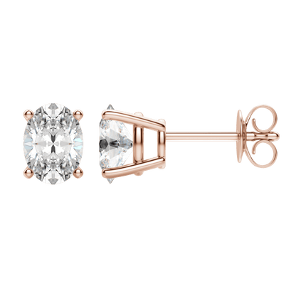 2.0 TCW Dazzling Oval Lab-Grown Diamond Stud Earrings in Gold Setting 4