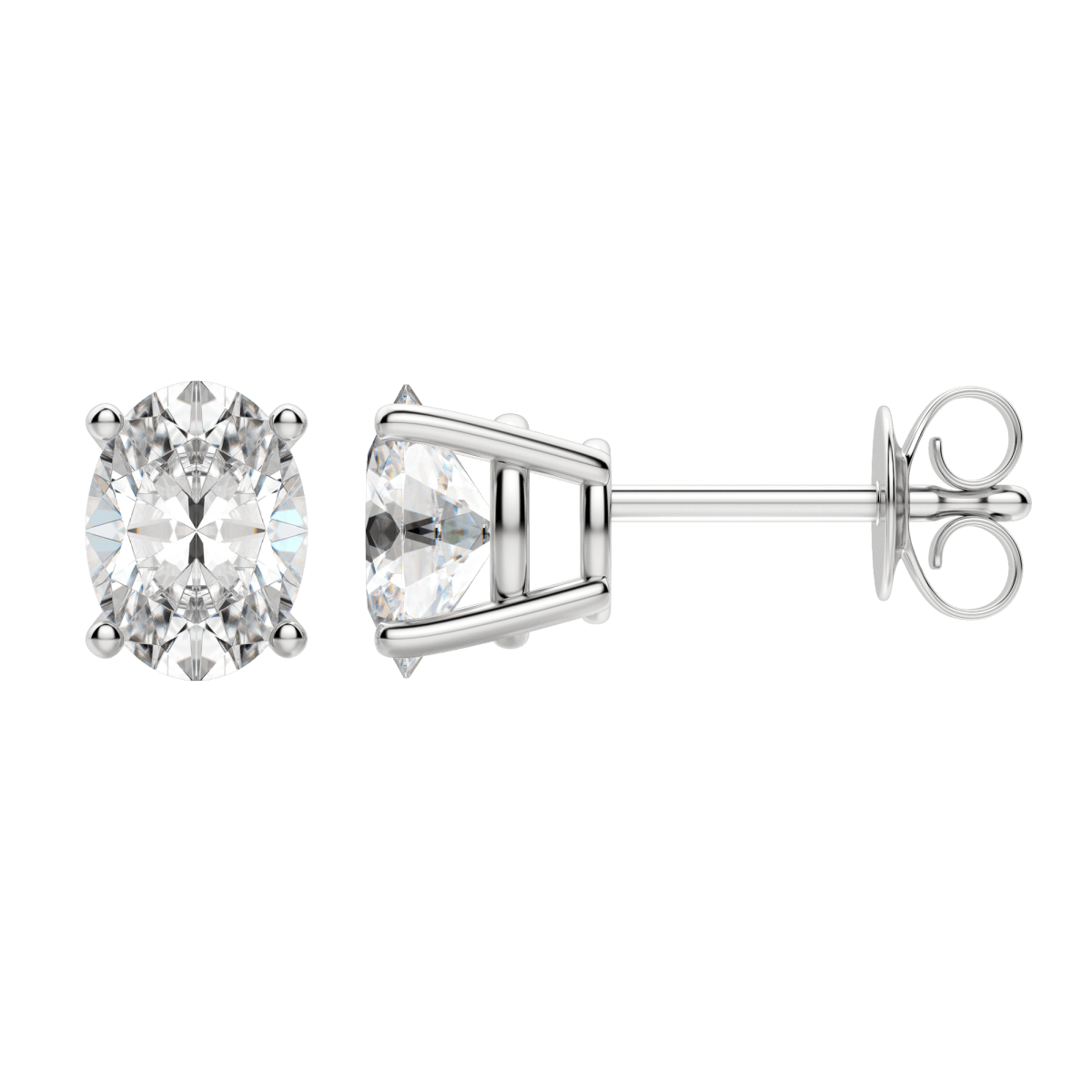 2.0 TCW Dazzling Oval Lab-Grown Diamond Stud Earrings in Gold Setting 6