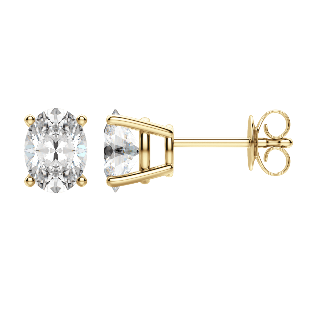 2.0 TCW Dazzling Oval Lab-Grown Diamond Stud Earrings in Gold Setting 2