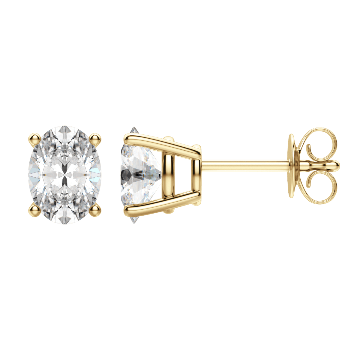 2.0 TCW Dazzling Oval Lab-Grown Diamond Stud Earrings in Gold Setting