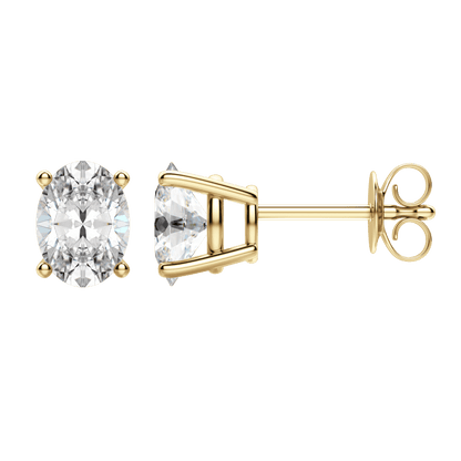 2.0 TCW Dazzling Oval Lab-Grown Diamond Stud Earrings in Gold Setting 2