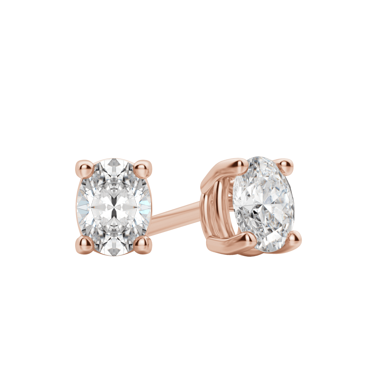 2.0 TCW Dazzling Oval Lab-Grown Diamond Stud Earrings in Gold Setting 3