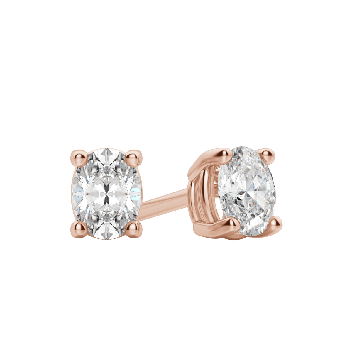 2.0 TCW Dazzling Oval Lab-Grown Diamond Stud Earrings in Gold Setting