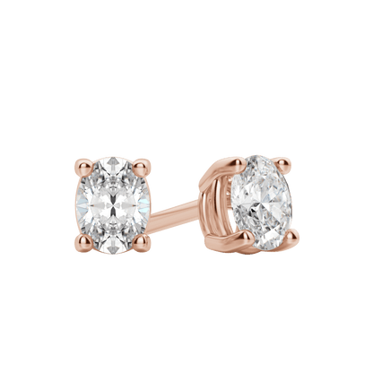 2.0 TCW Dazzling Oval Lab-Grown Diamond Stud Earrings in Gold Setting 3