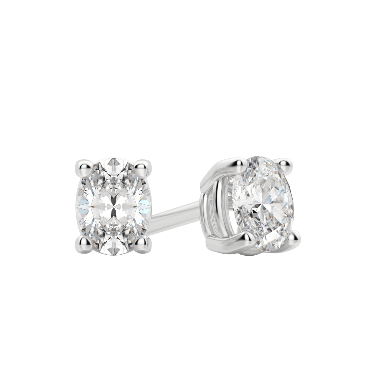 2.0 TCW Dazzling Oval Lab-Grown Diamond Stud Earrings in Gold Setting