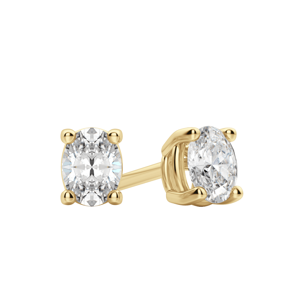 2.0 TCW Dazzling Oval Lab-Grown Diamond Stud Earrings in Gold Setting 1
