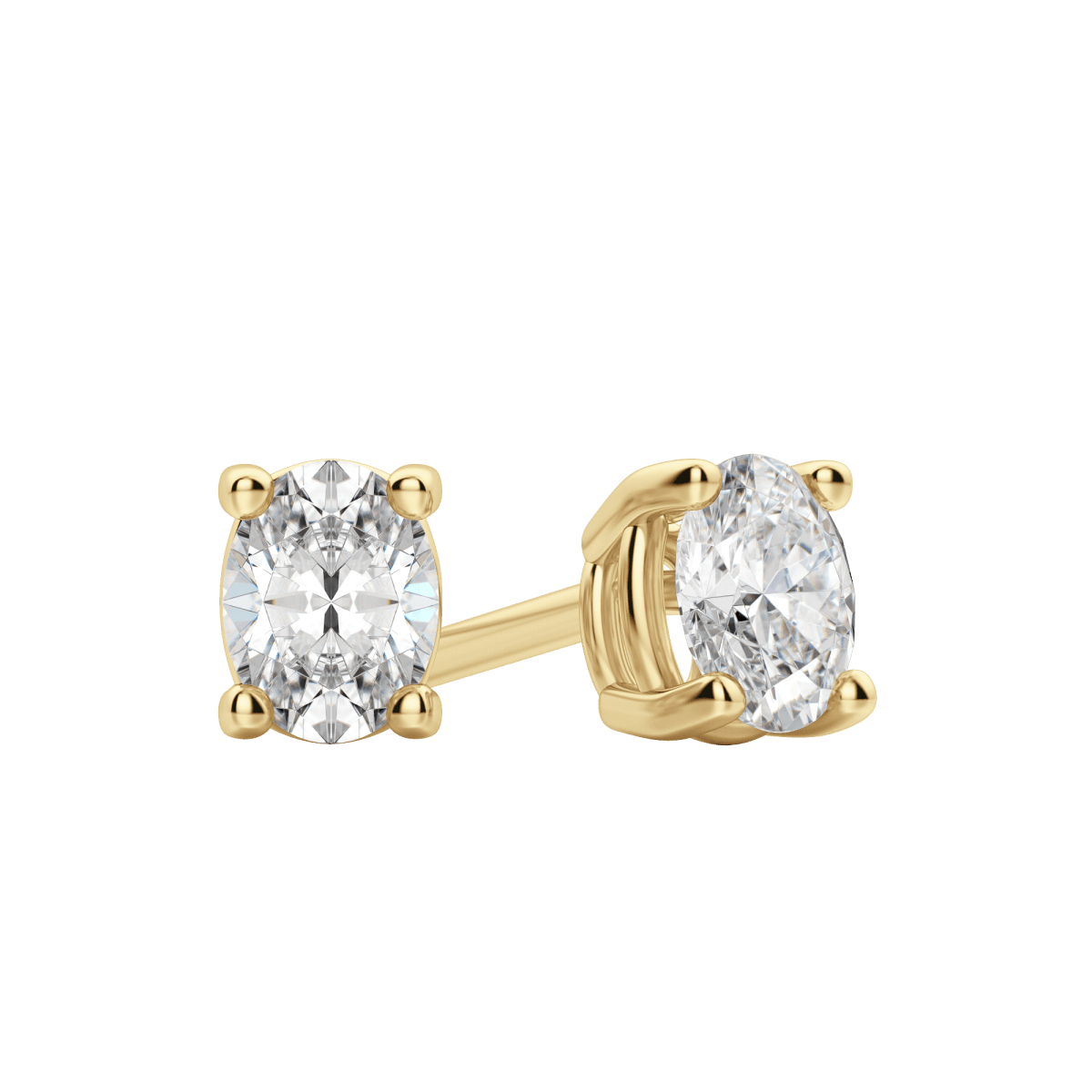 2.0 TCW Dazzling Oval Lab-Grown Diamond Stud Earrings in Gold Setting