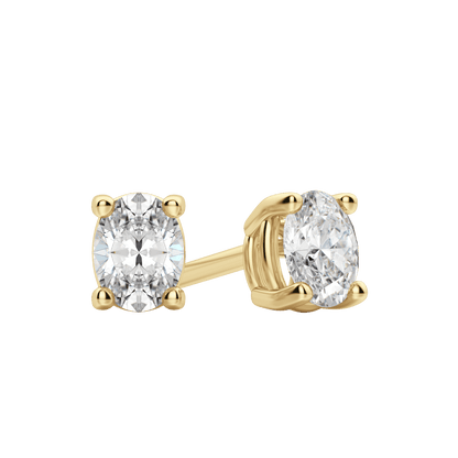 2.0 TCW Dazzling Oval Lab-Grown Diamond Stud Earrings in Gold Setting 1