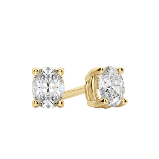 2.0 TCW Dazzling Oval Lab-Grown Diamond Stud Earrings in Gold Setting