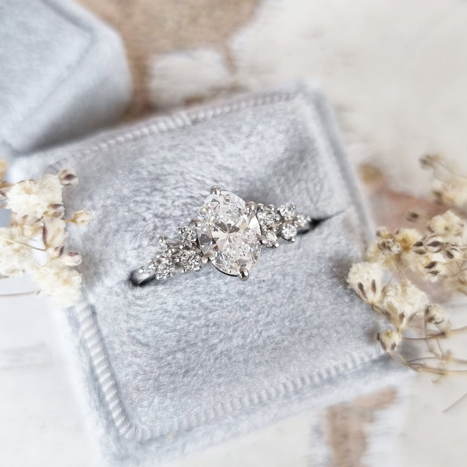 1.2 CT Oval Lab-Grown Diamond Cluster Engagement Ring 2