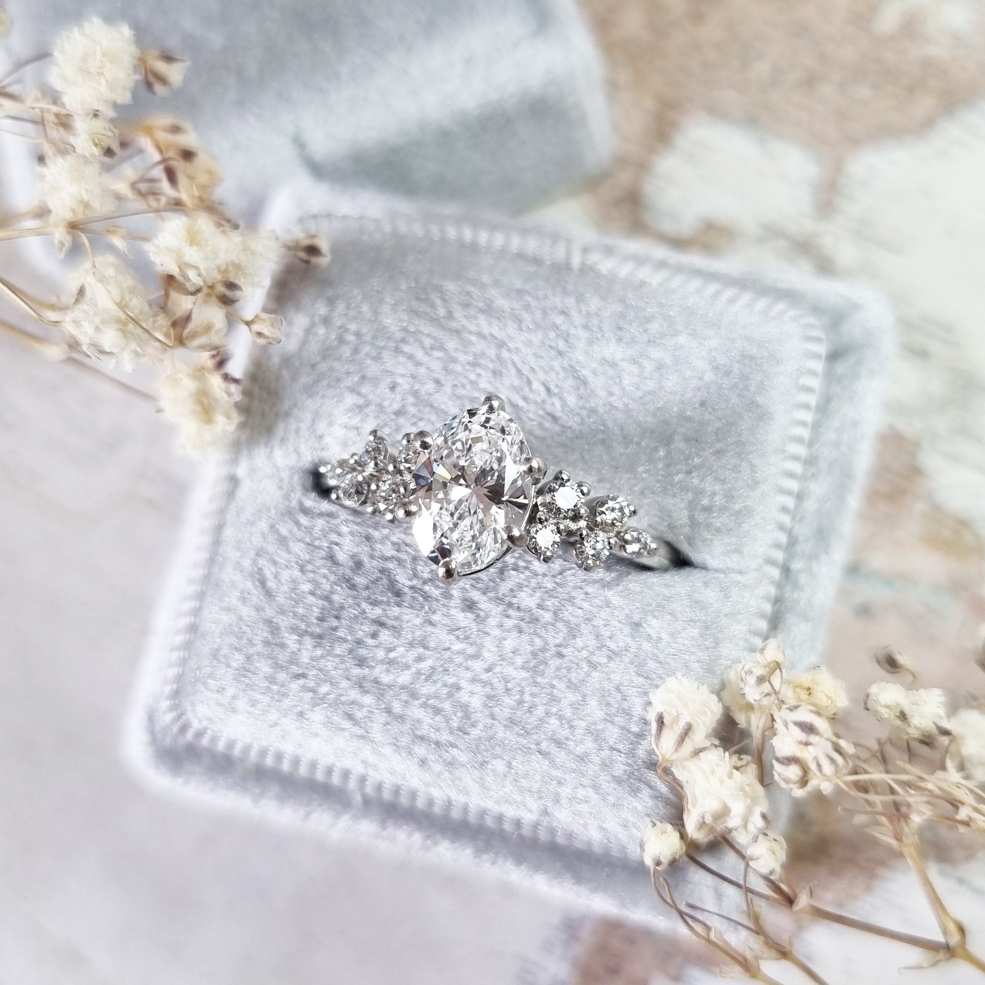 1.2 CT Oval Lab-Grown Diamond Cluster Engagement Ring 3