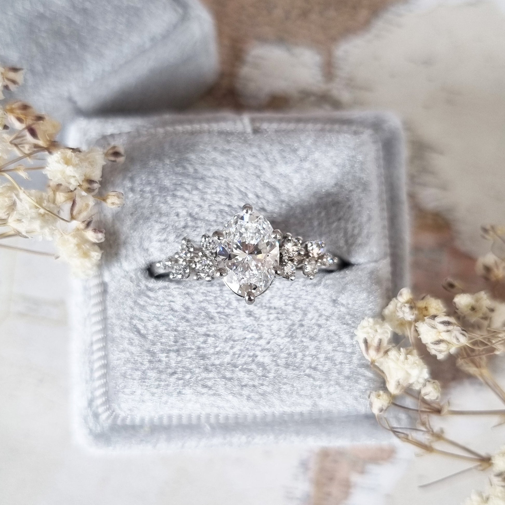 1.2 CT Oval Lab-Grown Diamond Cluster Engagement Ring 1