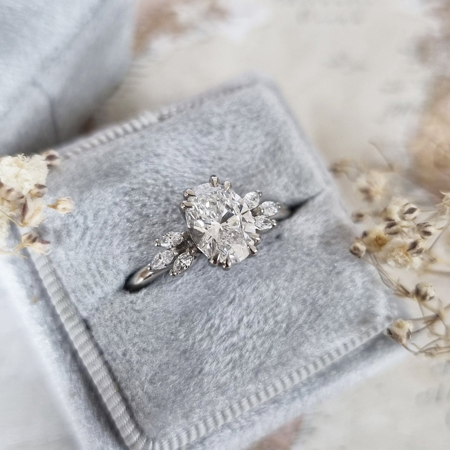 1.2 CT Oval Lab-Grown Diamond Cluster Engagement Ring 2