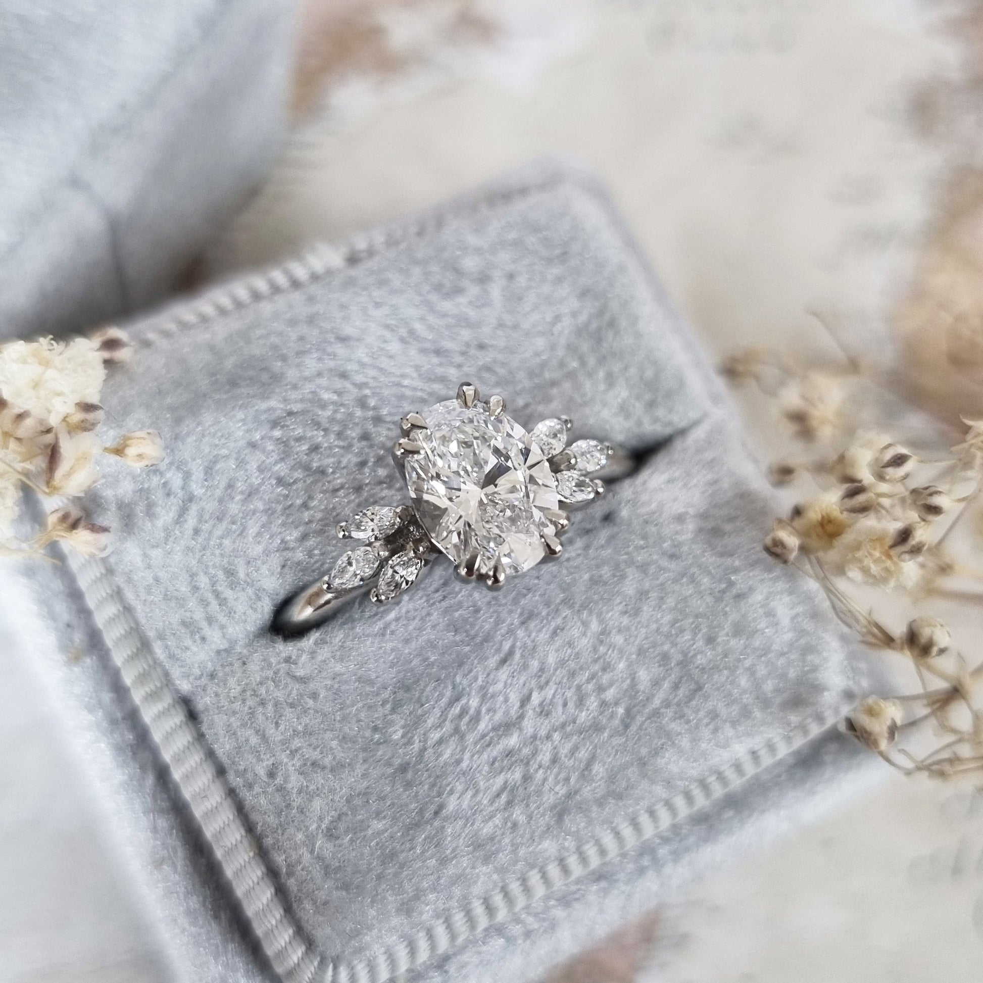 1.2 CT Oval Lab-Grown Diamond Cluster Engagement Ring 2