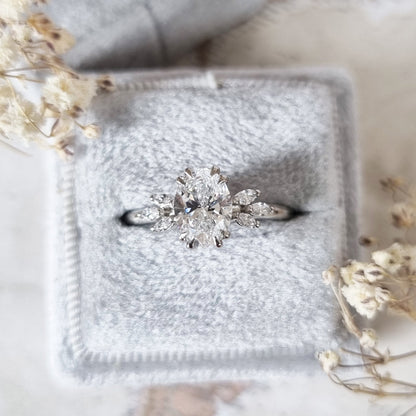 1.2 CT Oval Lab-Grown Diamond Cluster Engagement Ring 1