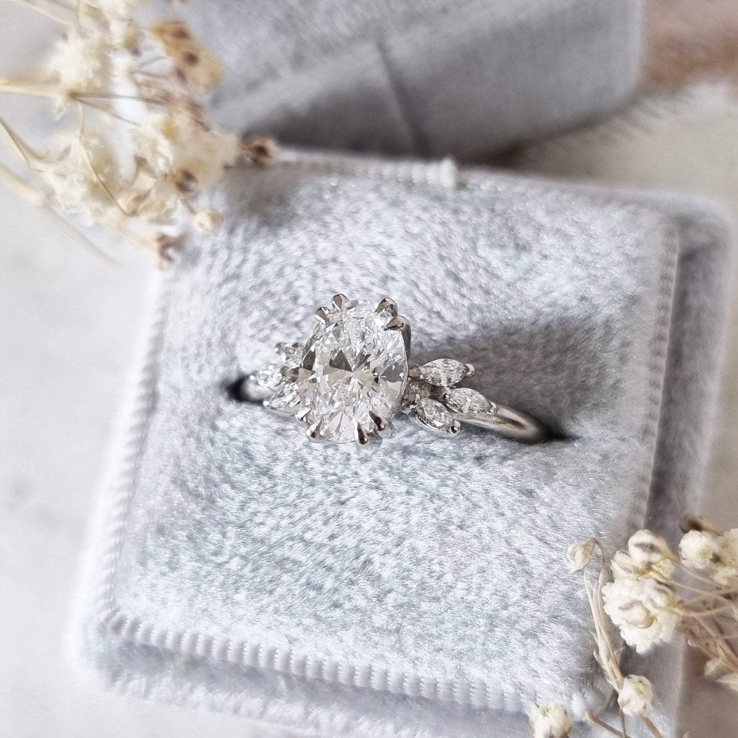1.2 CT Oval Lab-Grown Diamond Cluster Engagement Ring 3