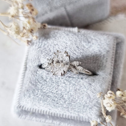 1.2 CT Oval Lab-Grown Diamond Cluster Engagement Ring 3