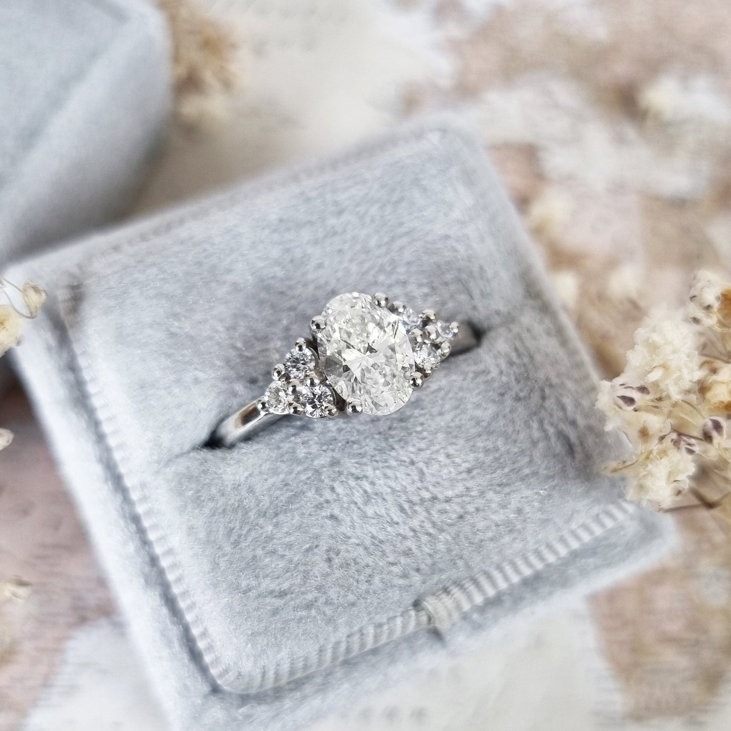 1.2 CT Oval Lab-Grown Diamond Cluster Engagement Ring 2