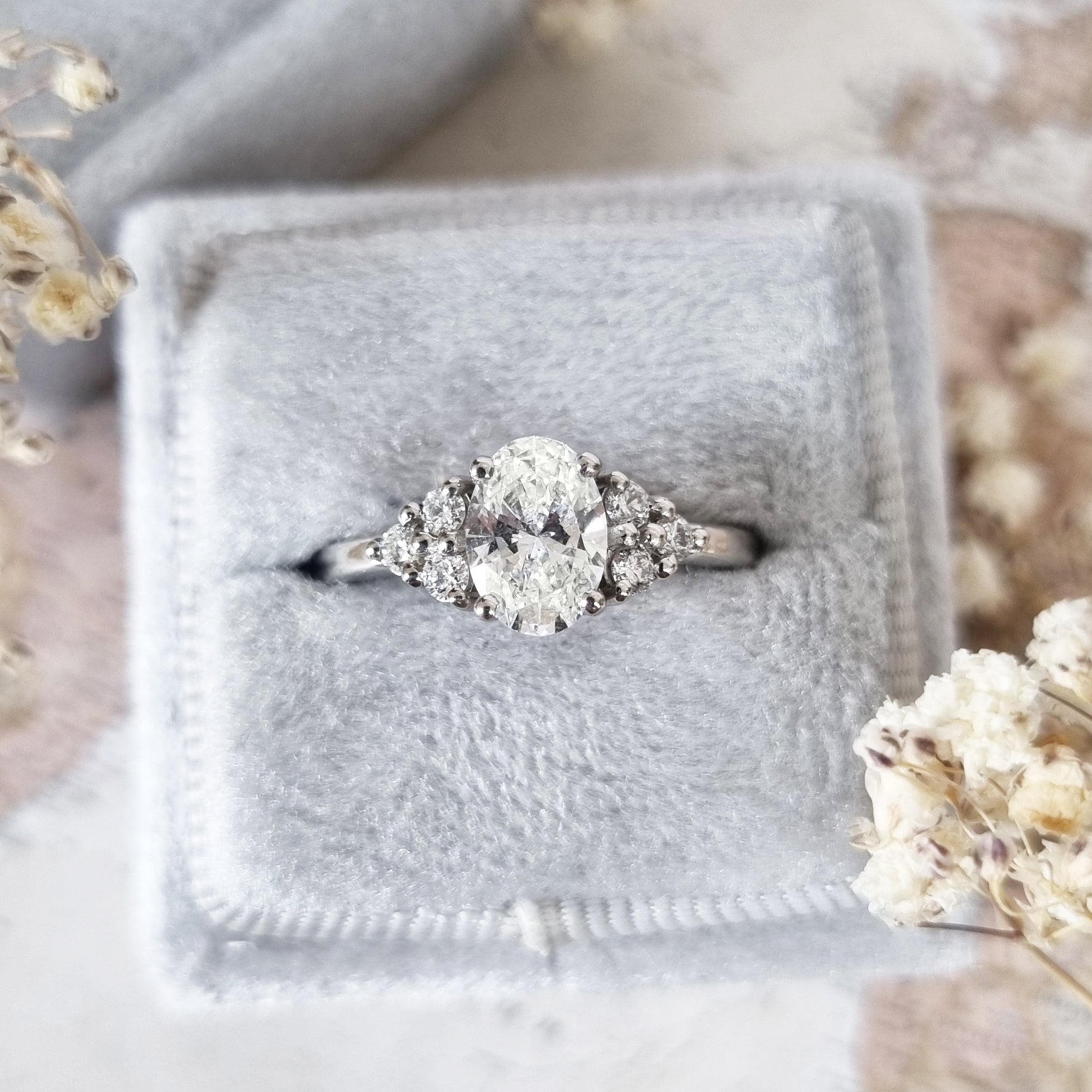 1.2 CT Oval Lab-Grown Diamond Cluster Engagement Ring