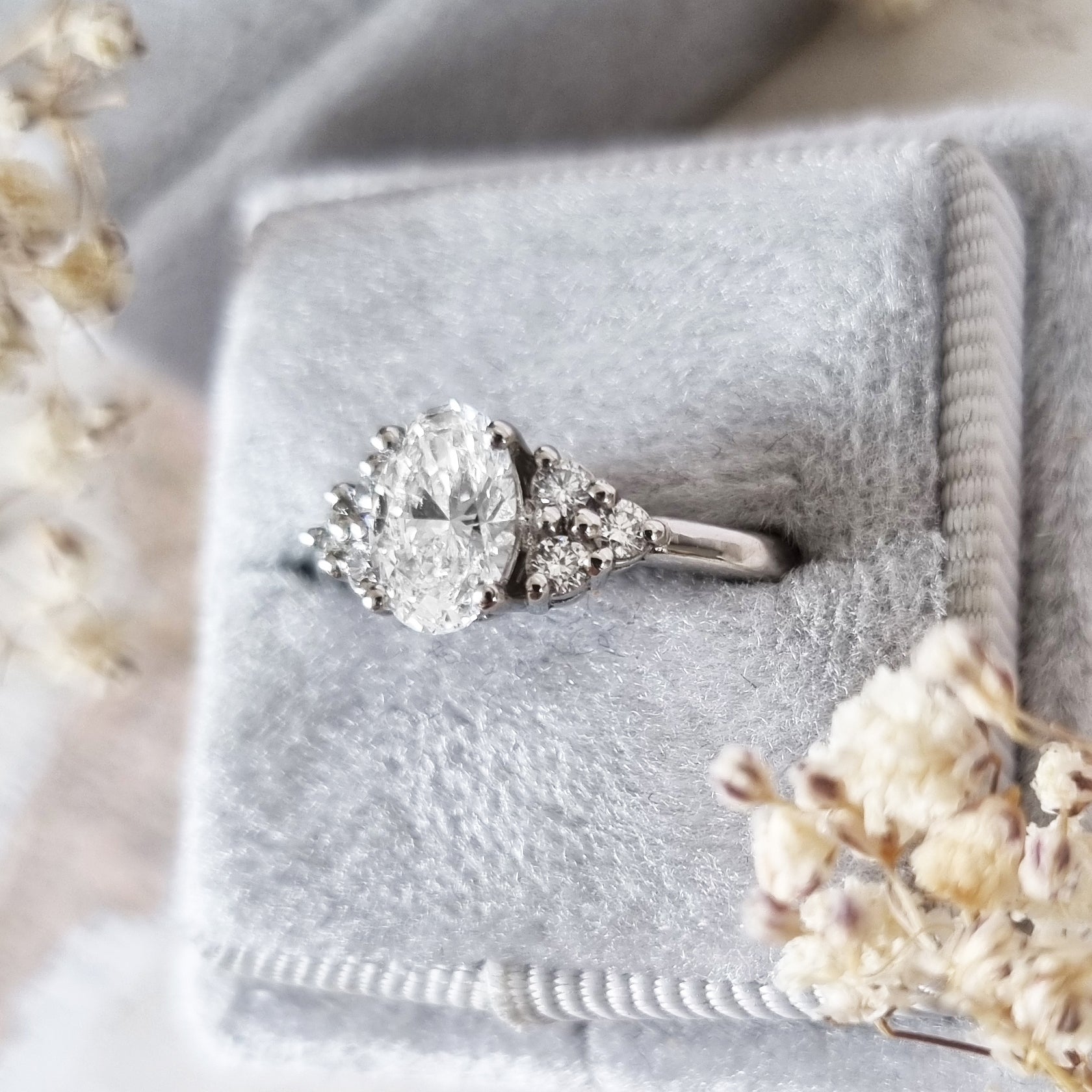 1.2 CT Oval Lab-Grown Diamond Cluster Engagement Ring 3