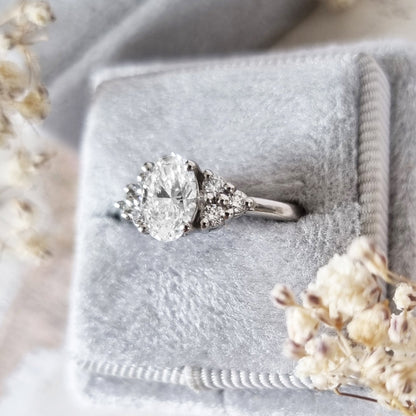1.2 CT Oval Lab-Grown Diamond Cluster Engagement Ring 3