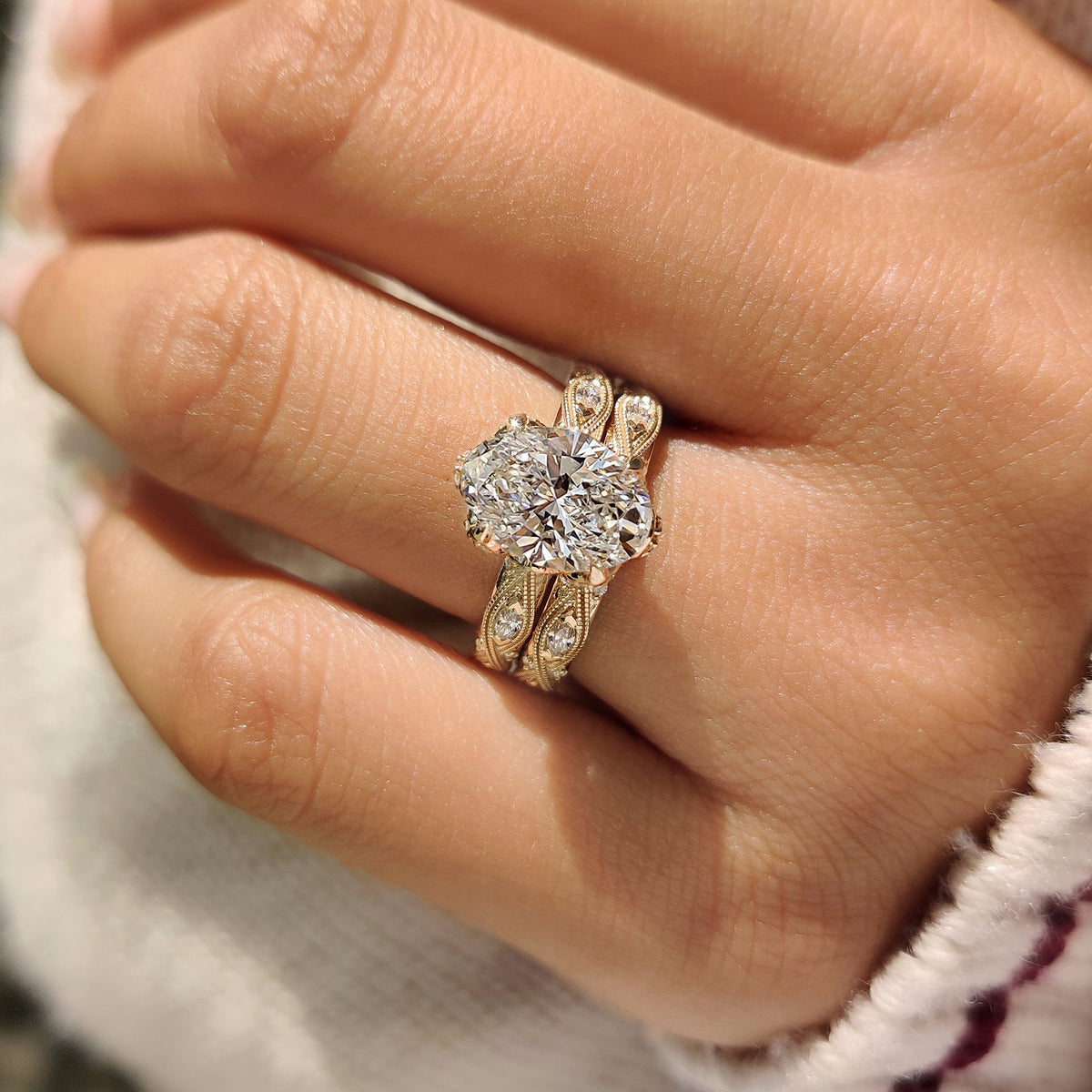 Solitaire Cathedral- 1.8 CT Cushion Lab Grown Diamond Wedding Band