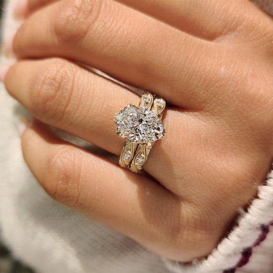 Solitaire Cathedral- 1.8 CT Cushion Lab Grown Diamond Wedding Band