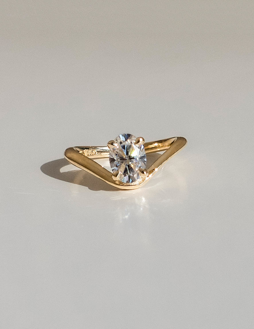 Solitaire Rapture & Pave Band- Oval Lab Grown Diamond Bridal Set