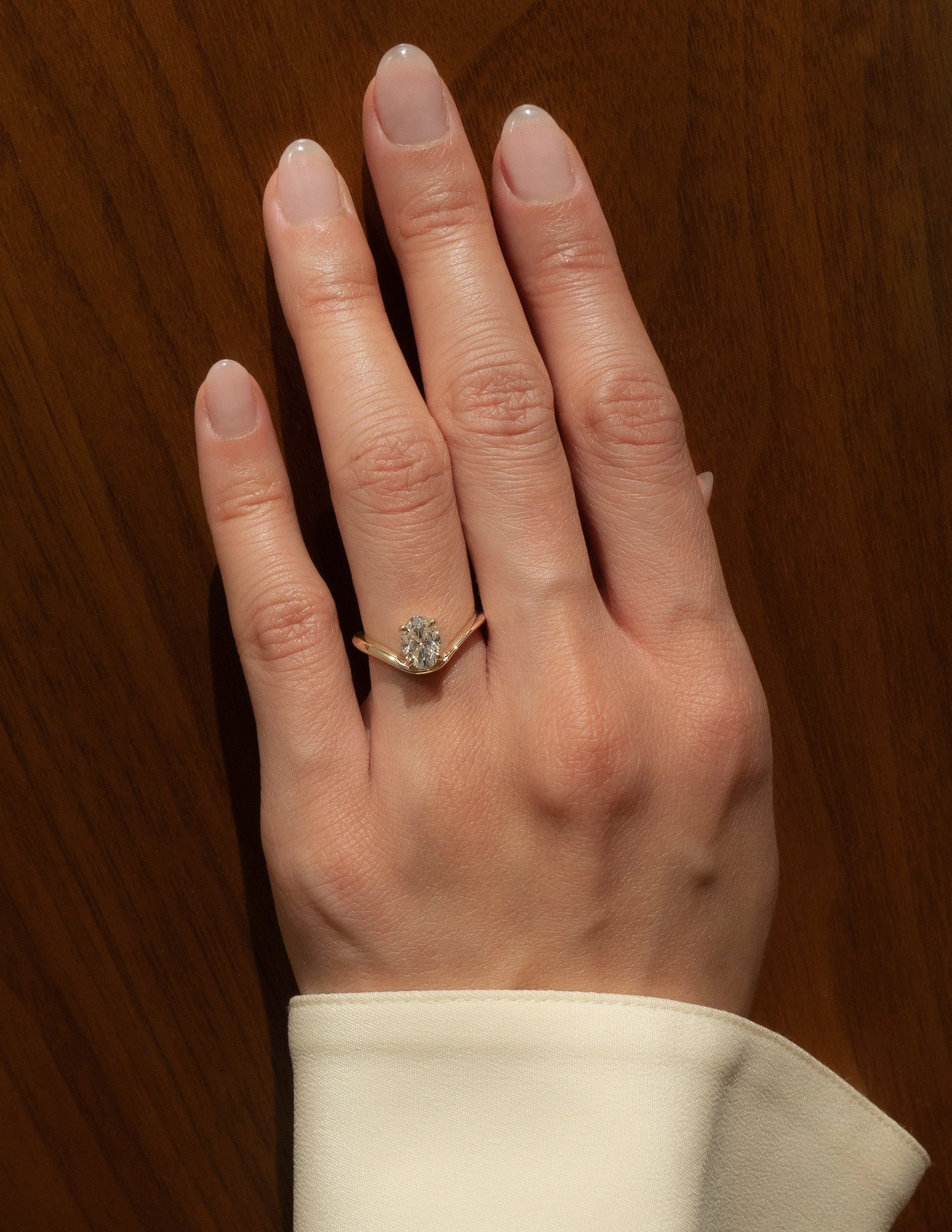 Solitaire Curved Shank-Oval Lab Grown Diamond Engagement Ring