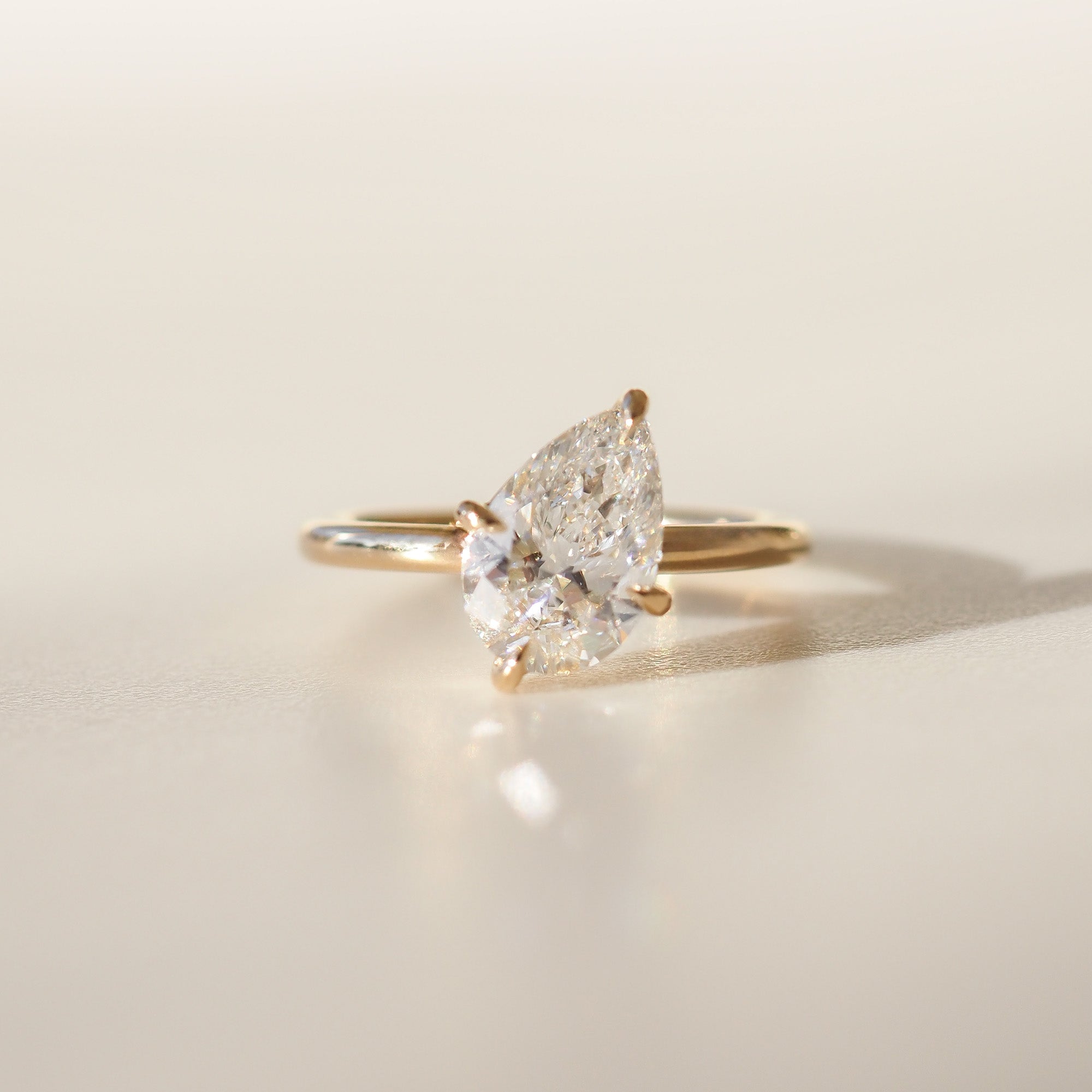 1.50 CT Pear-Shaped Lab-Grown Diamond Solitaire Engagement Ring in Gold