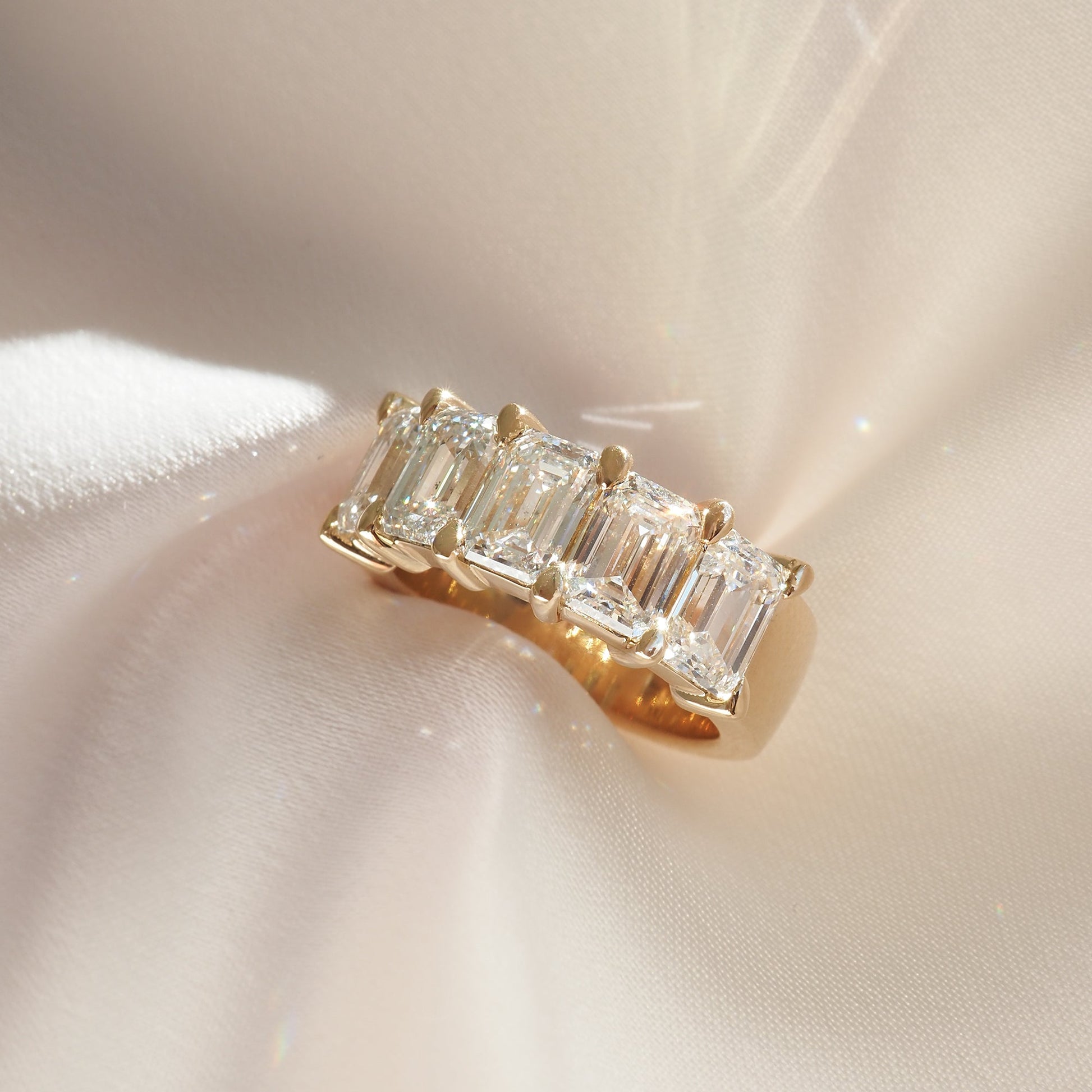 Radiant 0.50 TCW Emerald-Cut Lab Grown Diamond Wedding Band 1