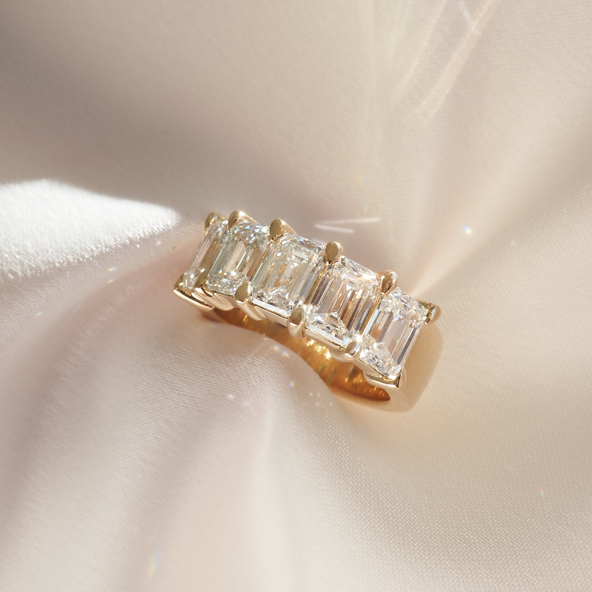 Radiant 0.50 TCW Emerald-Cut Lab Grown Diamond Wedding Band