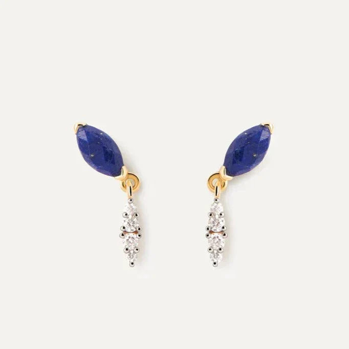 Ethereal Marquise Blue Opal and Lab Made Diamond Drop Earrings