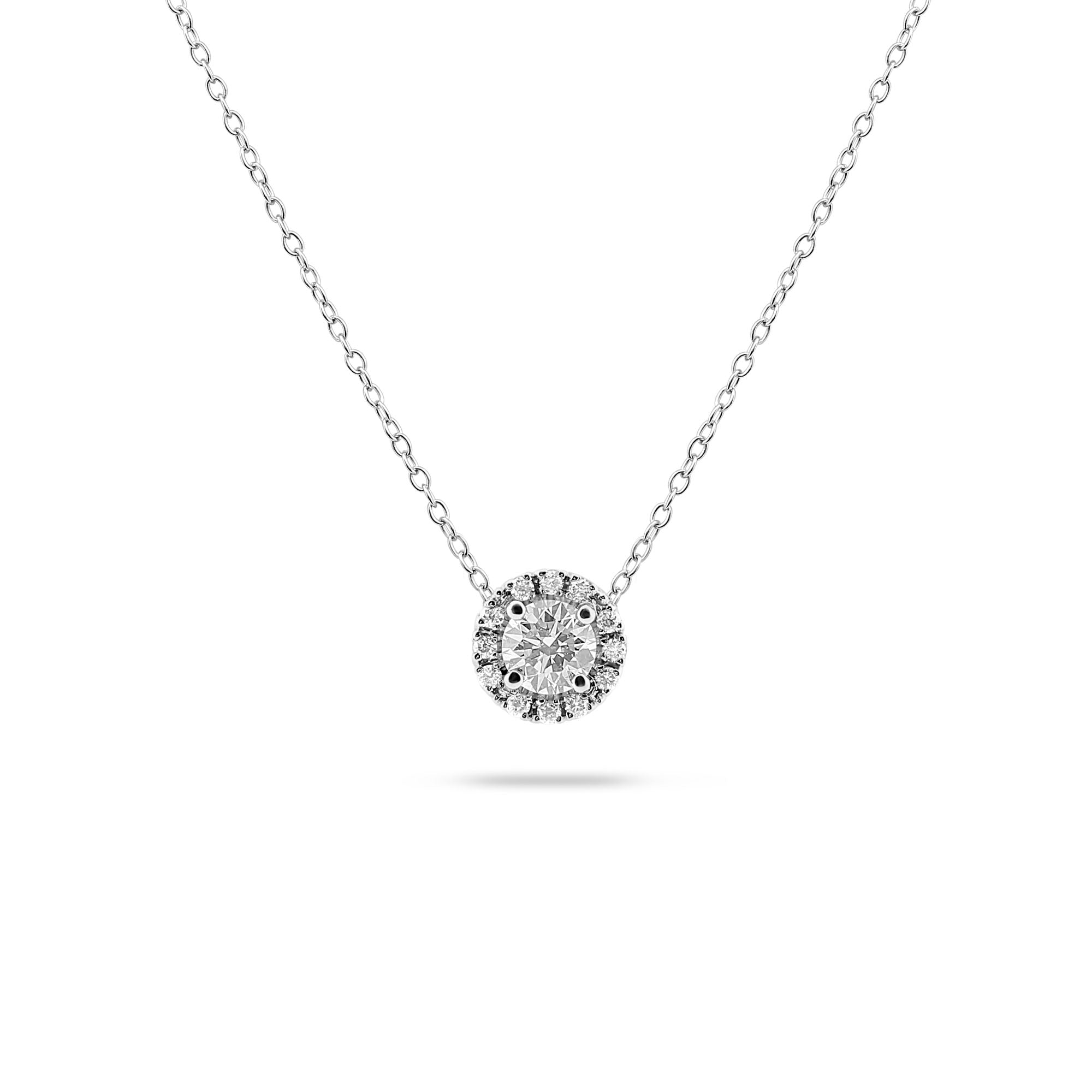 Radiant Halo Necklace with 0.67 TCW Round Lab-Grown Diamonds