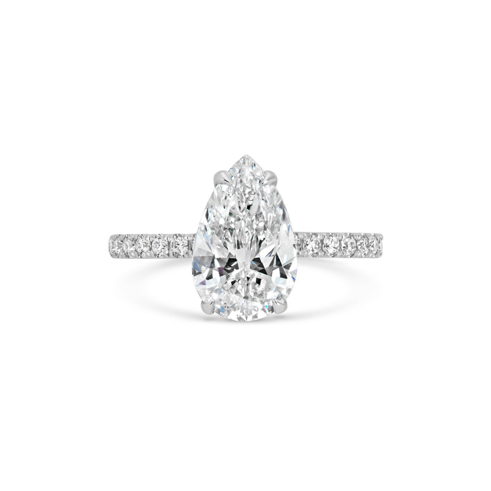 Elegant 2 CT Pear Lab-Grown Diamond Pave Engagement Ring 7