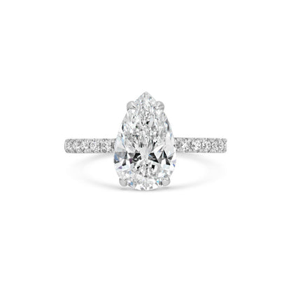 Elegant 2 CT Pear Lab-Grown Diamond Pave Engagement Ring 7