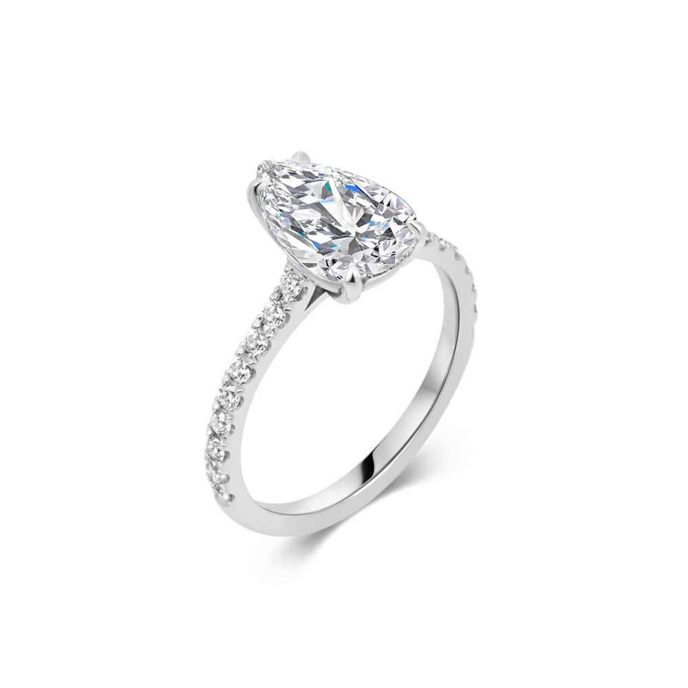 Elegant 2 CT Pear Lab-Grown Diamond Pave Engagement Ring 8