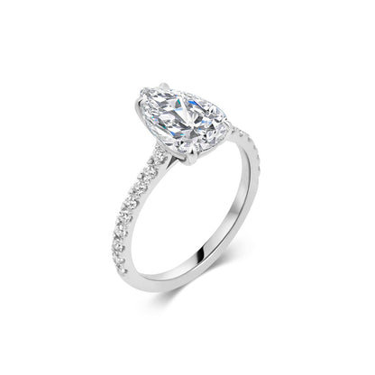 Elegant 2 CT Pear Lab-Grown Diamond Pave Engagement Ring 8