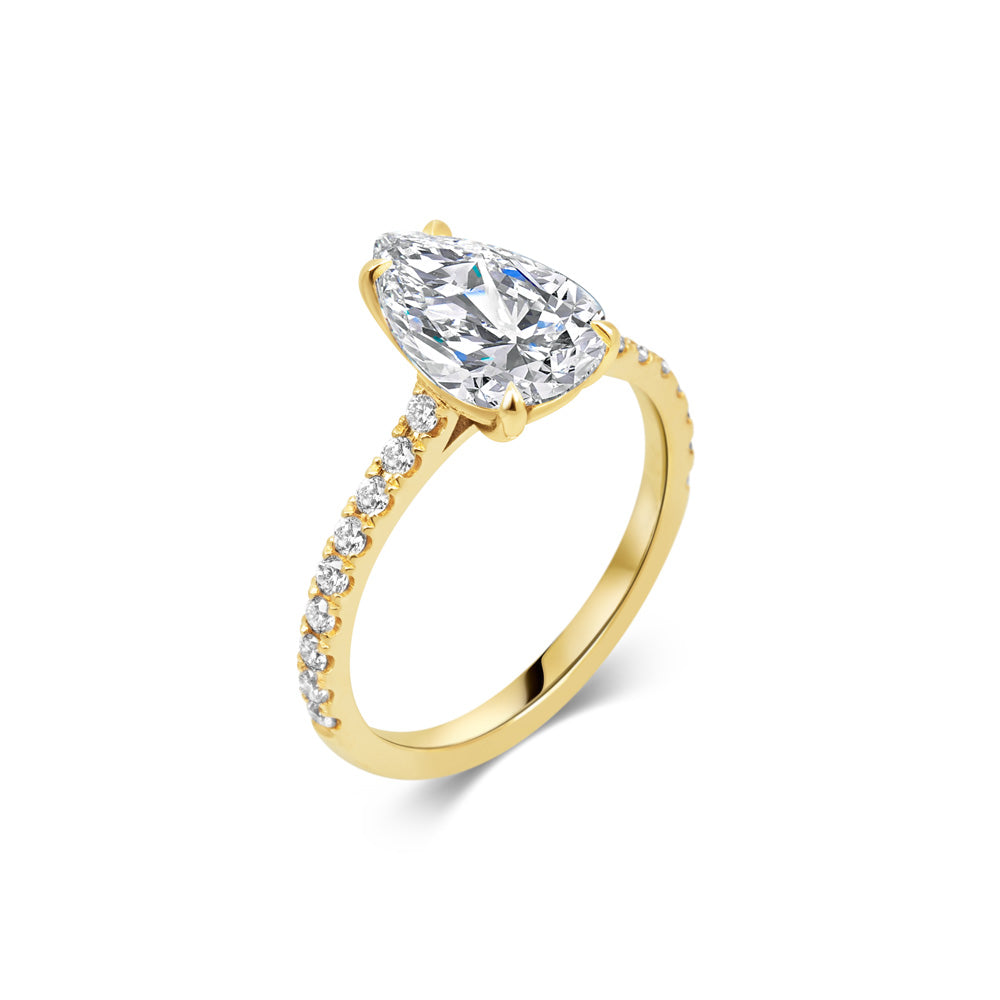 Elegant 2 CT Pear Lab-Grown Diamond Pave Engagement Ring 2