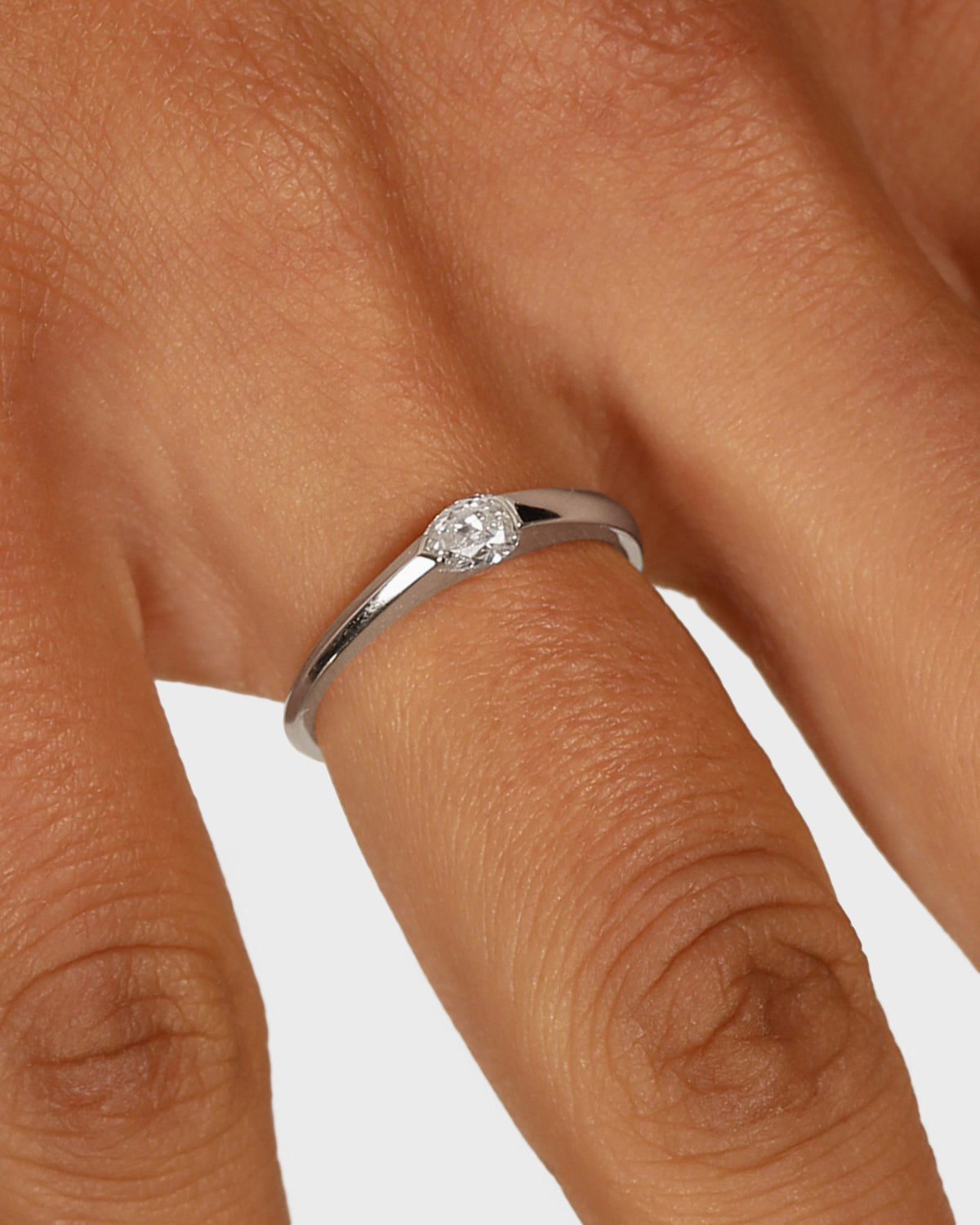 0.55 CT Pear Lab Grown Diamond Solitaire Wedding Band 2