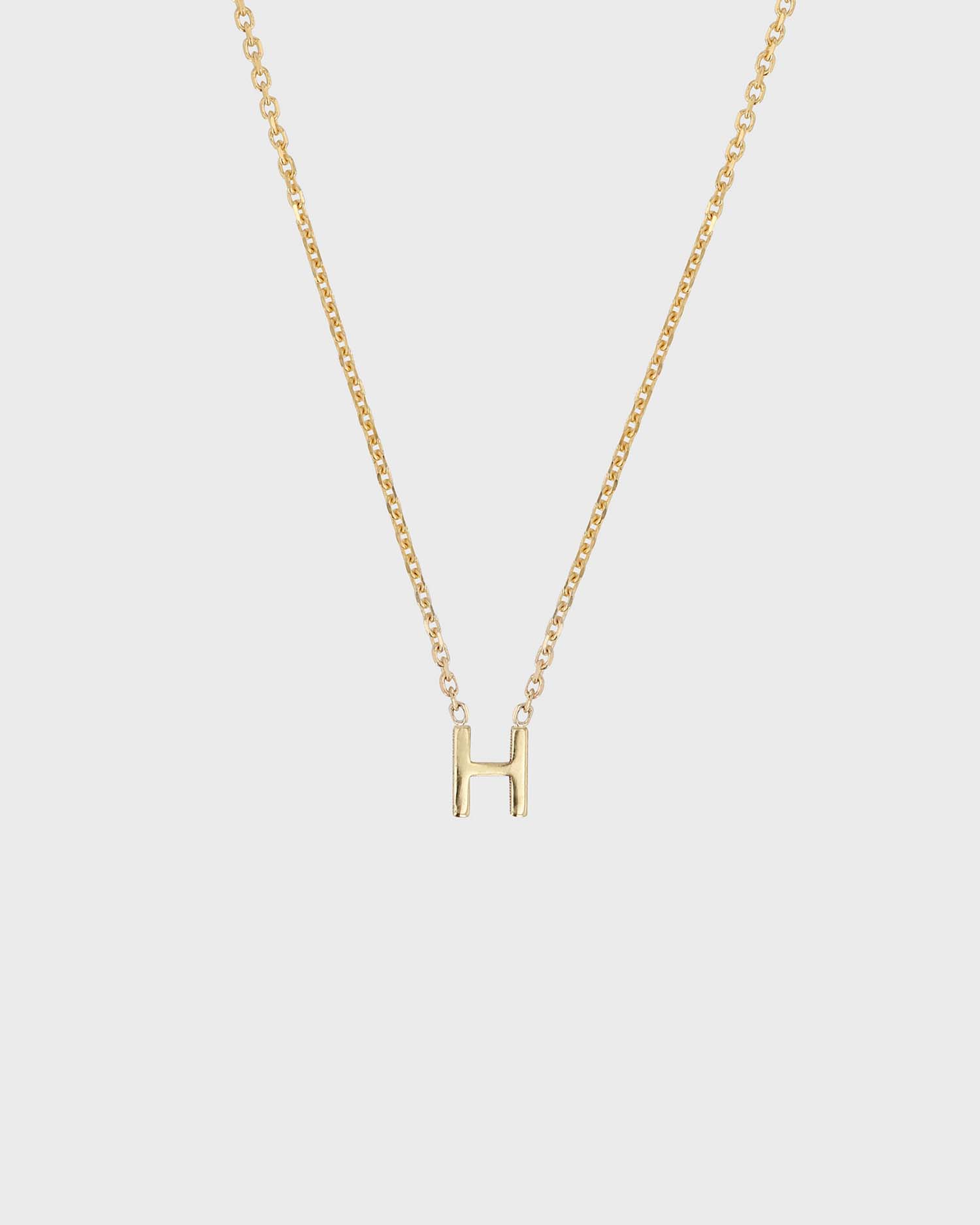 Simple Initial Chain Letter Necklace, Gold 10