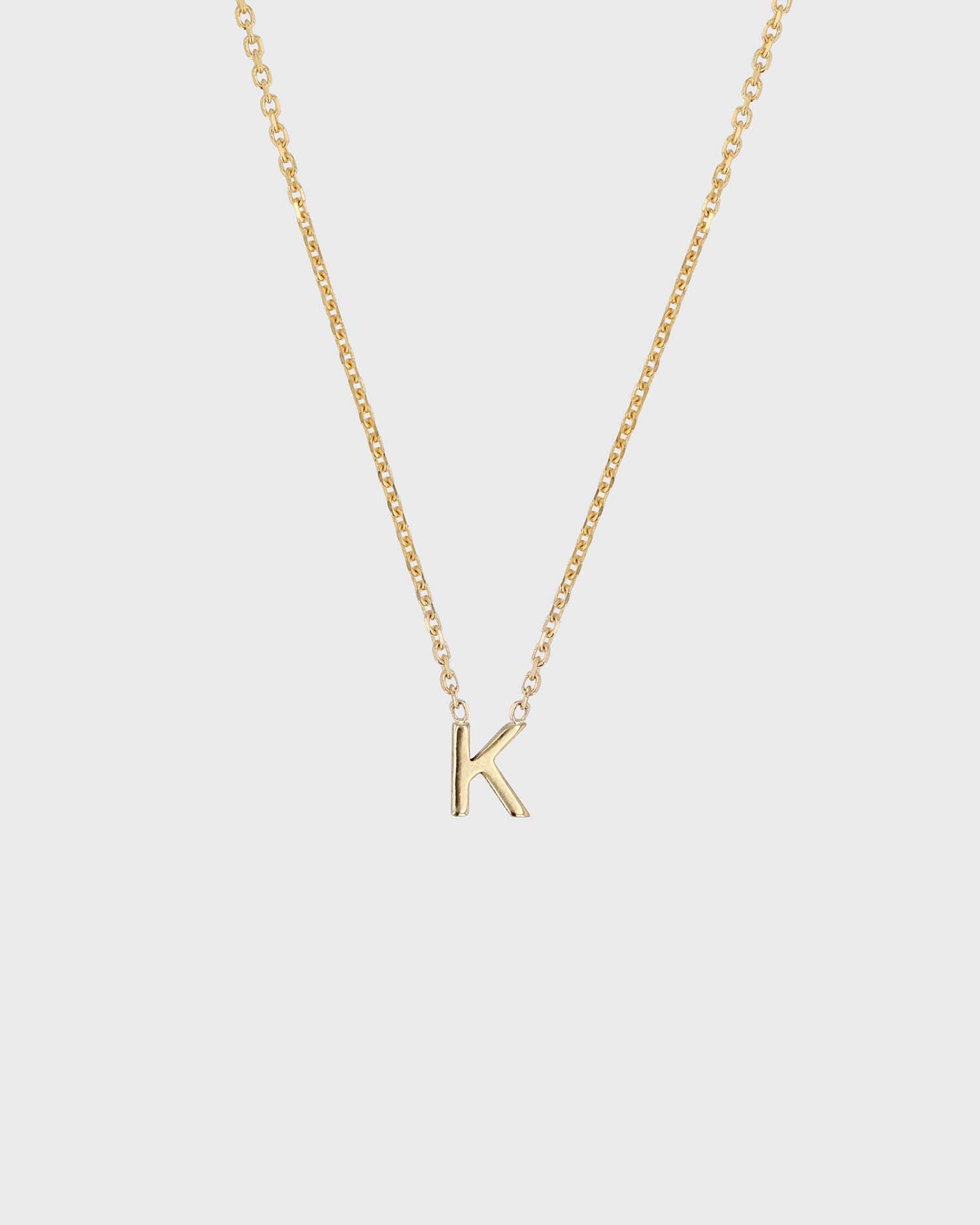 Simple Initial Chain Letter Necklace, Gold 13