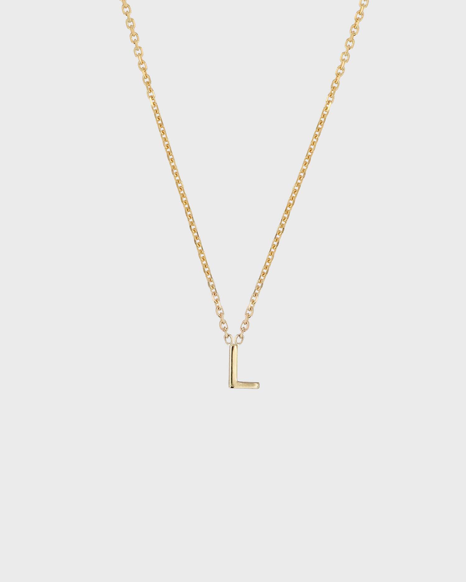 Simple Initial Chain Letter Necklace, Gold 14